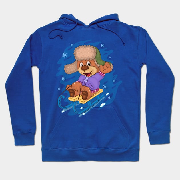 Teddy Bear Sledding Hoodie by Genbu